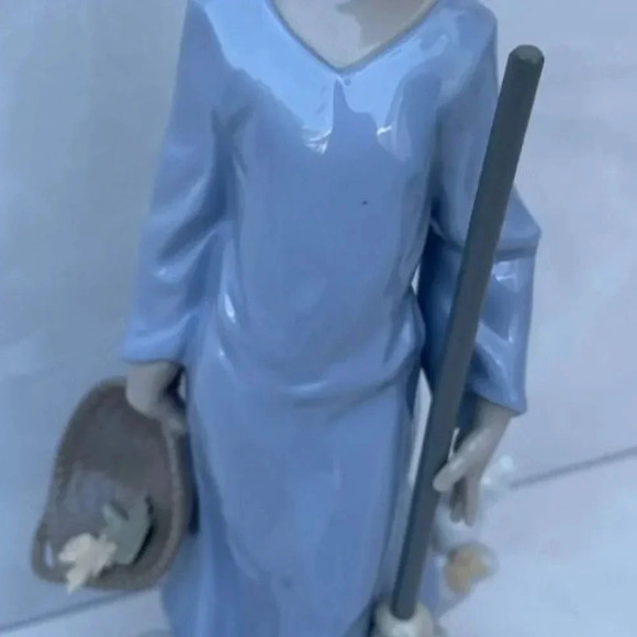 Lladro Fall Angel Figurine Retired Glaze Finish Collectible Decor Blue White - Picture 10 of 16